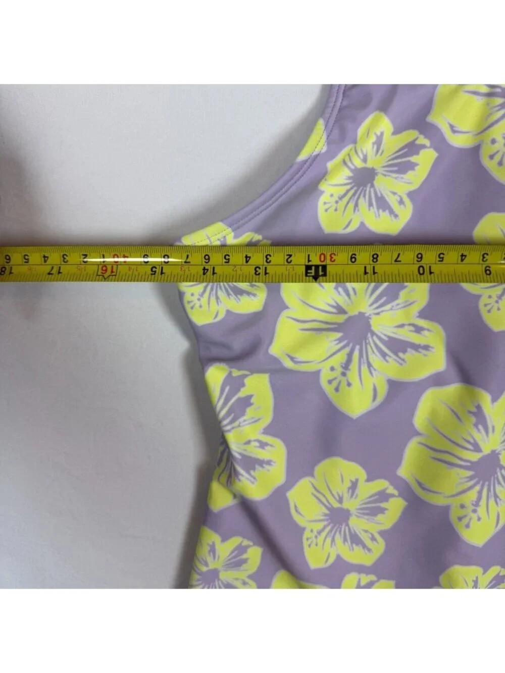 Lands' End Girls UPF 50+ One Piece Swimsuit XL 14-16 Lavender Floral